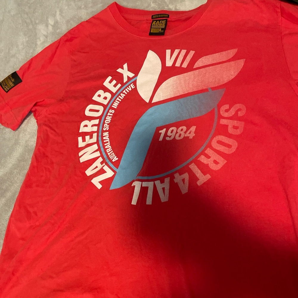 Zanerobe Red Short Sleeve Tee with Geometric Logo